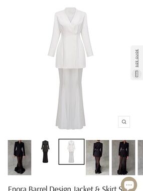 Women’s White Long Sleeve Jacket & Skirt Dress